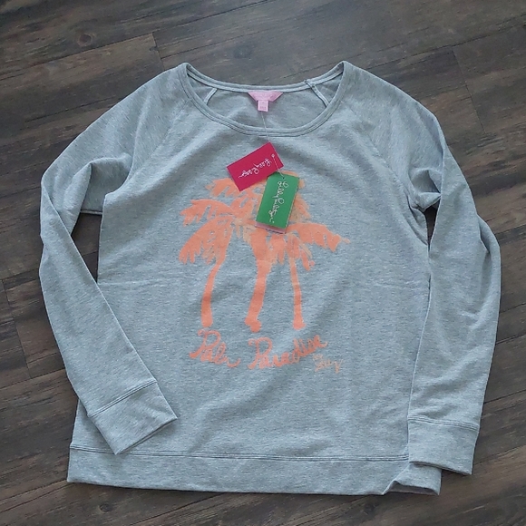 Lilly Pulitzer Gray Top with Pink Accents - Picture 1 of 10